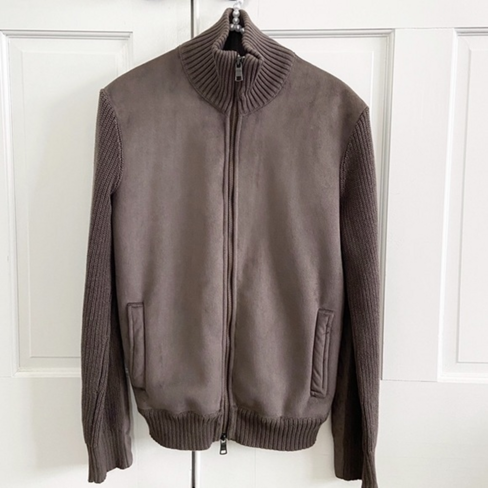 Armani‎ Exchange Faux Suede Taupe Zip Jacket